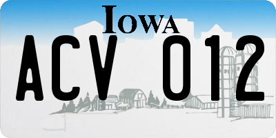 IA license plate ACV012