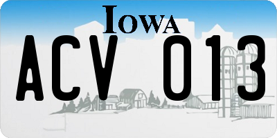 IA license plate ACV013