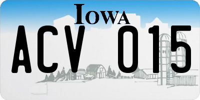 IA license plate ACV015