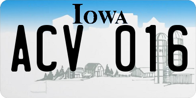 IA license plate ACV016