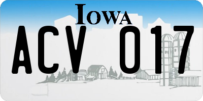 IA license plate ACV017
