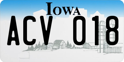 IA license plate ACV018