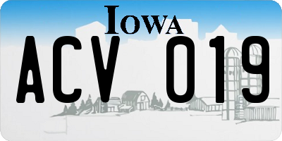 IA license plate ACV019