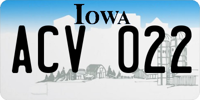 IA license plate ACV022