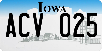 IA license plate ACV025