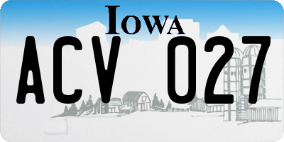 IA license plate ACV027
