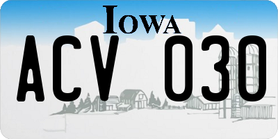 IA license plate ACV030