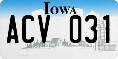 IA license plate ACV031