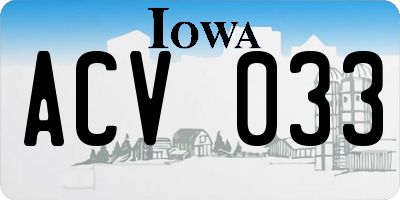 IA license plate ACV033