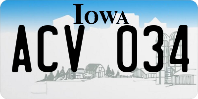 IA license plate ACV034