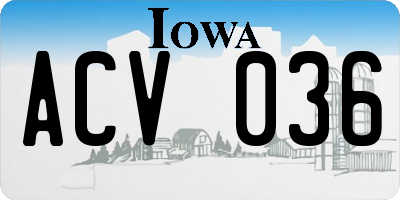 IA license plate ACV036