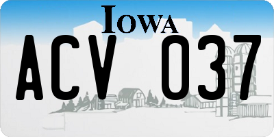 IA license plate ACV037