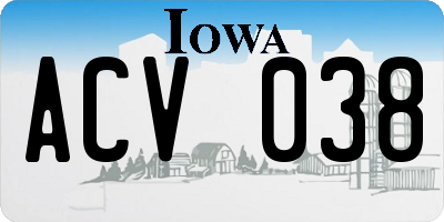 IA license plate ACV038
