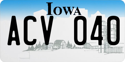 IA license plate ACV040