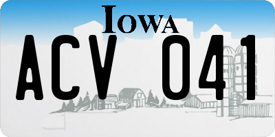 IA license plate ACV041