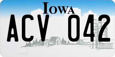 IA license plate ACV042