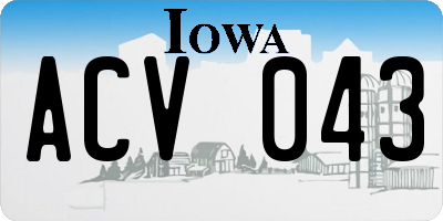 IA license plate ACV043