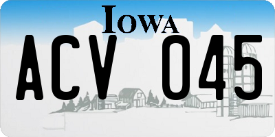 IA license plate ACV045