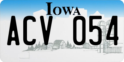 IA license plate ACV054