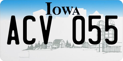 IA license plate ACV055