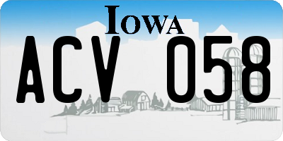 IA license plate ACV058