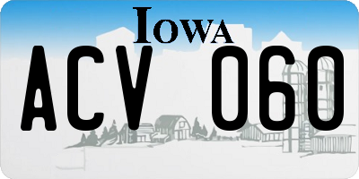 IA license plate ACV060