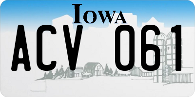 IA license plate ACV061
