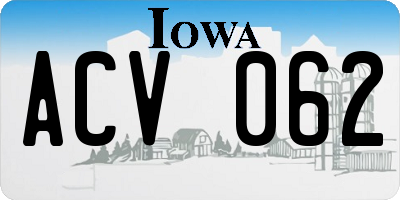 IA license plate ACV062