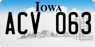 IA license plate ACV063