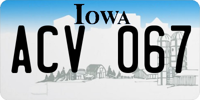 IA license plate ACV067