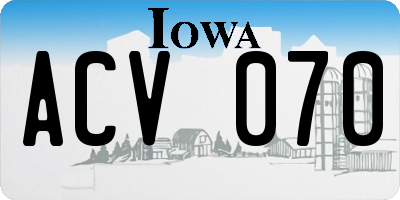 IA license plate ACV070