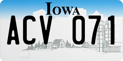 IA license plate ACV071