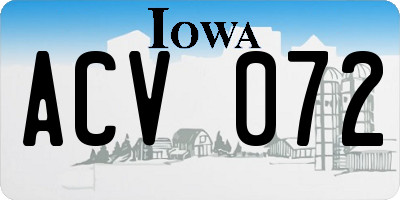 IA license plate ACV072