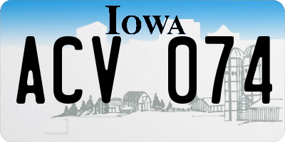 IA license plate ACV074
