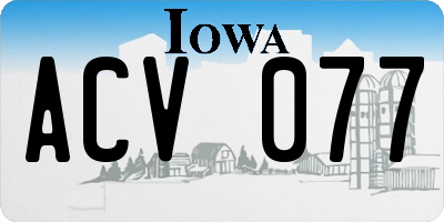 IA license plate ACV077