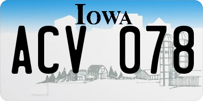 IA license plate ACV078