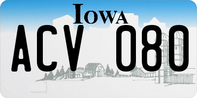 IA license plate ACV080