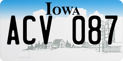 IA license plate ACV087