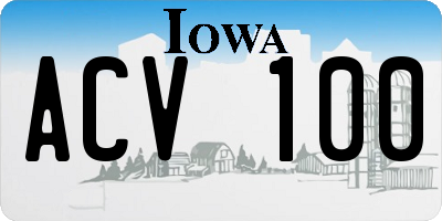 IA license plate ACV100