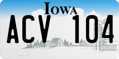 IA license plate ACV104