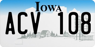 IA license plate ACV108