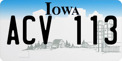 IA license plate ACV113