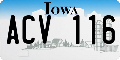 IA license plate ACV116