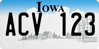 IA license plate ACV123