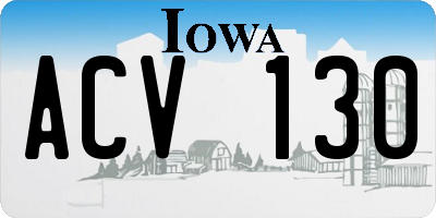 IA license plate ACV130