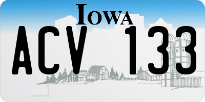 IA license plate ACV133