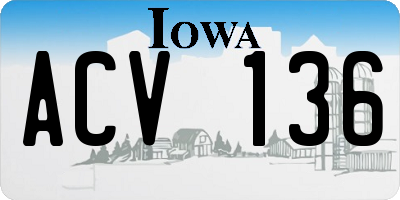 IA license plate ACV136