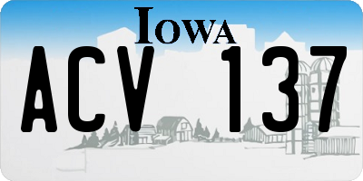 IA license plate ACV137