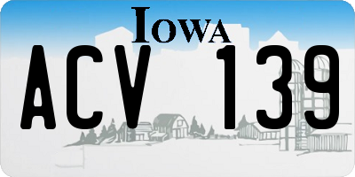 IA license plate ACV139