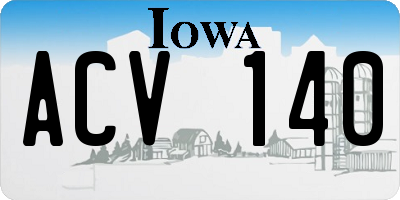 IA license plate ACV140